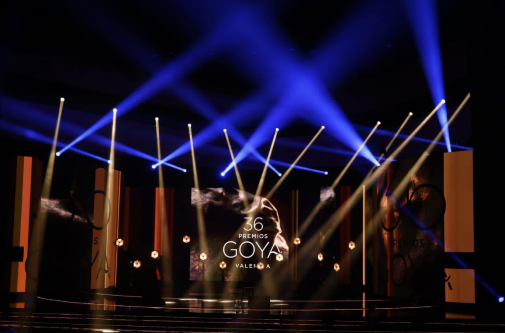 A statuette of the Goya awards seen during the opening of the photographic  exhibition 'De Valencia a los Goya' on the occasion of the celebration of  the XXXVI Goya Awards Gala, in