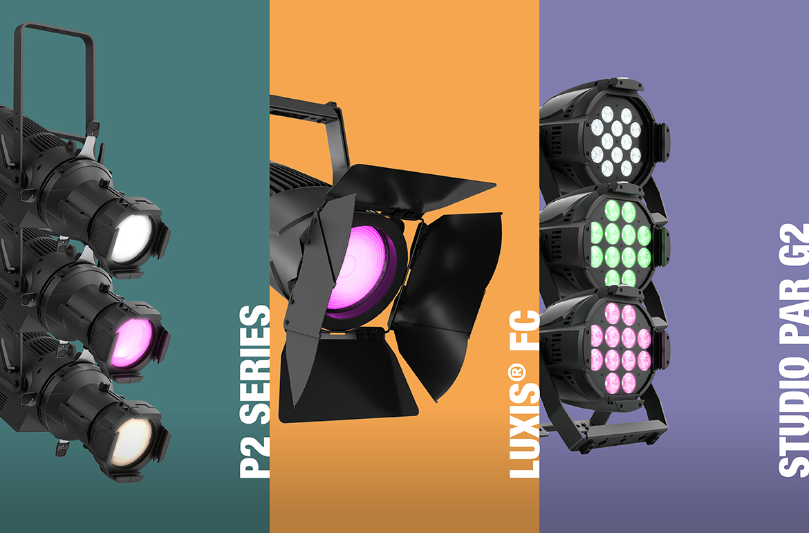 Cameo Light Product News Highlights Prolight + Sound 2022 P2 Series Profiler LUXIS FC and STUDIO PAR G2 Spotlights