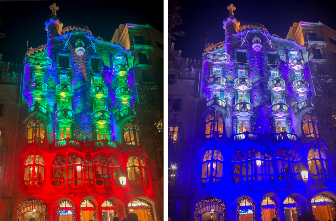 Christmas atmosphere in Barcelona: Cameo illuminates the façade of Gaudí’s Casa Batlló