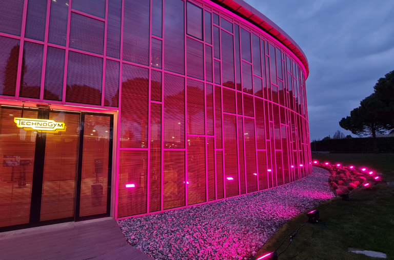 Cameo Light Installation at Technogym Village in Cesena with ZENIT W600 Outdoor Wash Lights Giro d'Italia