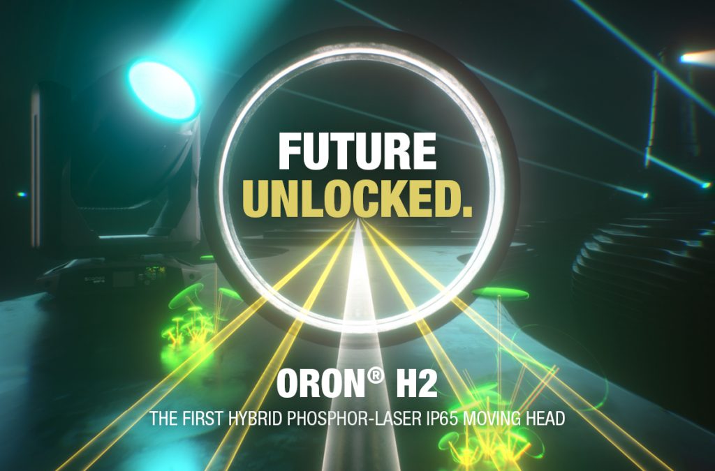 Future Unlocked – Cameo présente l’ORON® H2, la première lyre asservie hybride IP65 au monde avec moteur laser au phosphore