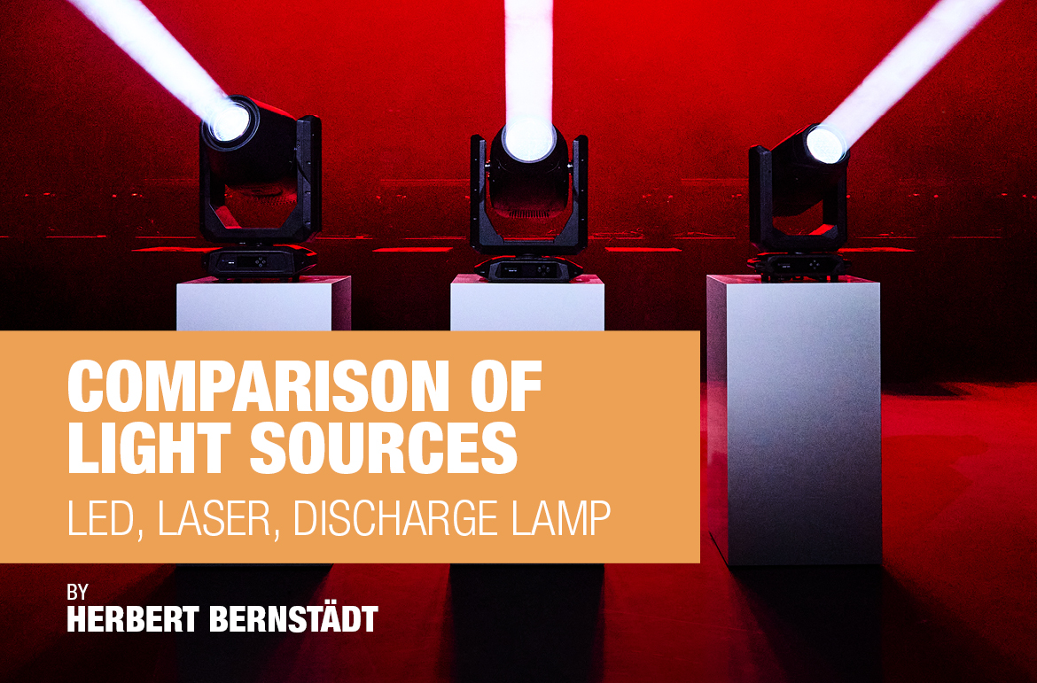 Comparison of light sources: LED, laser, and discharge lamp